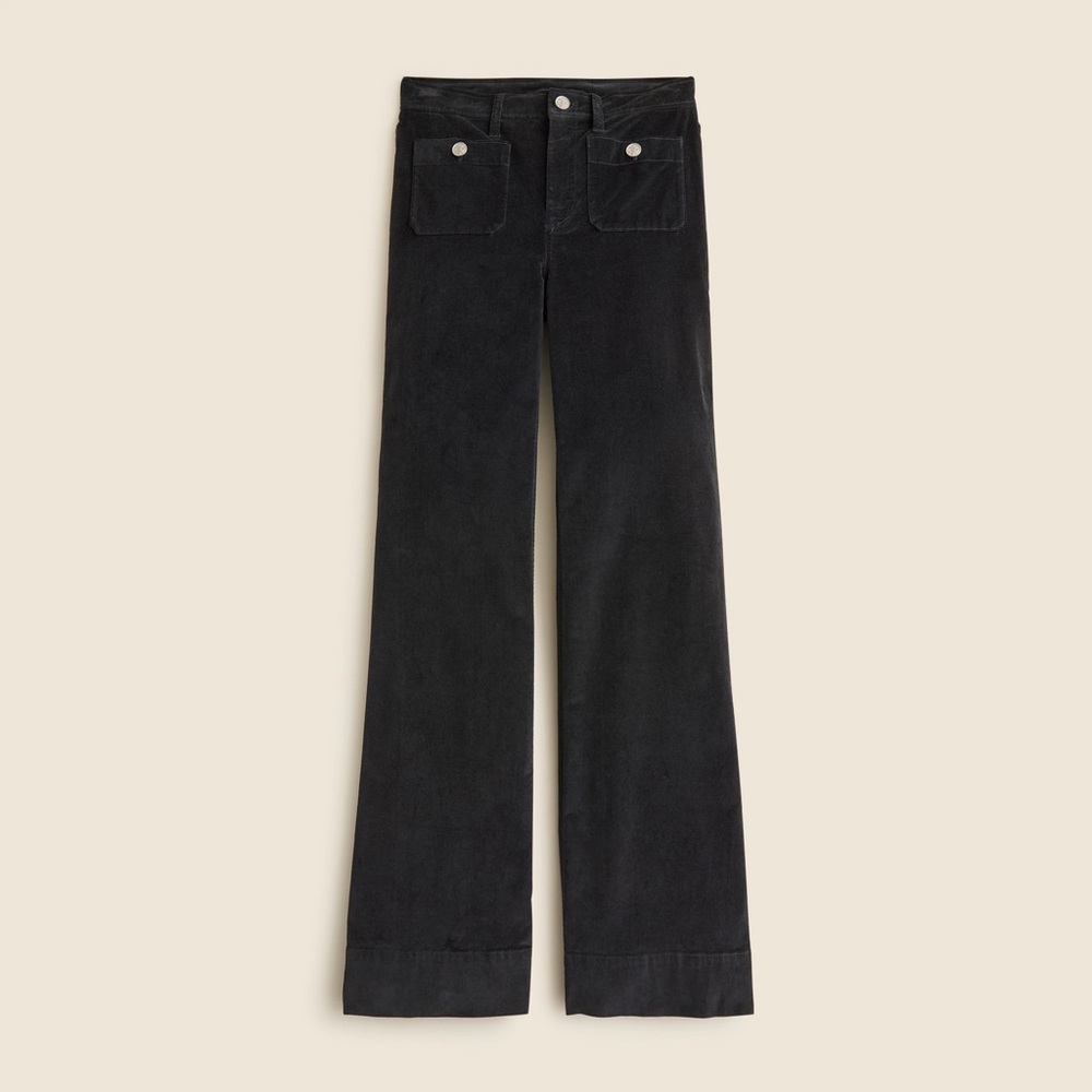J. Crew Black Wide Leg Pants with High Waist and Textured Fabric